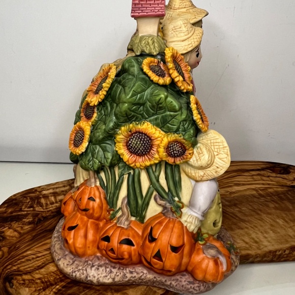 Scarecrow Family PartyLite Vintage Candle Holder Pumpkins Halloween Fall -EUC - Picture 3 of 16